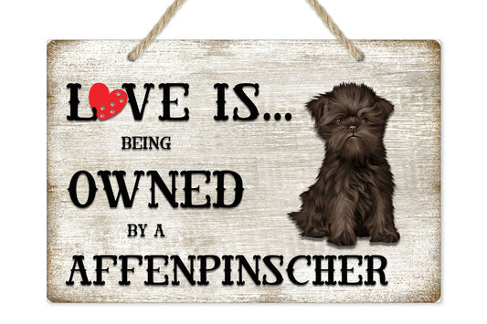 Love is being owned by a Affenpinscher Dog Breed Themed Sign