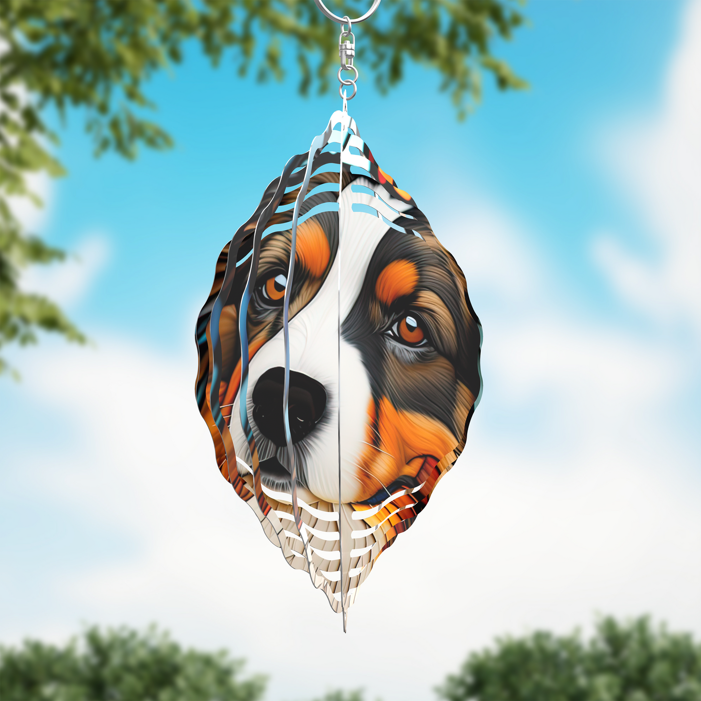 Australian Shepherd Stain Glass Wind Spinner