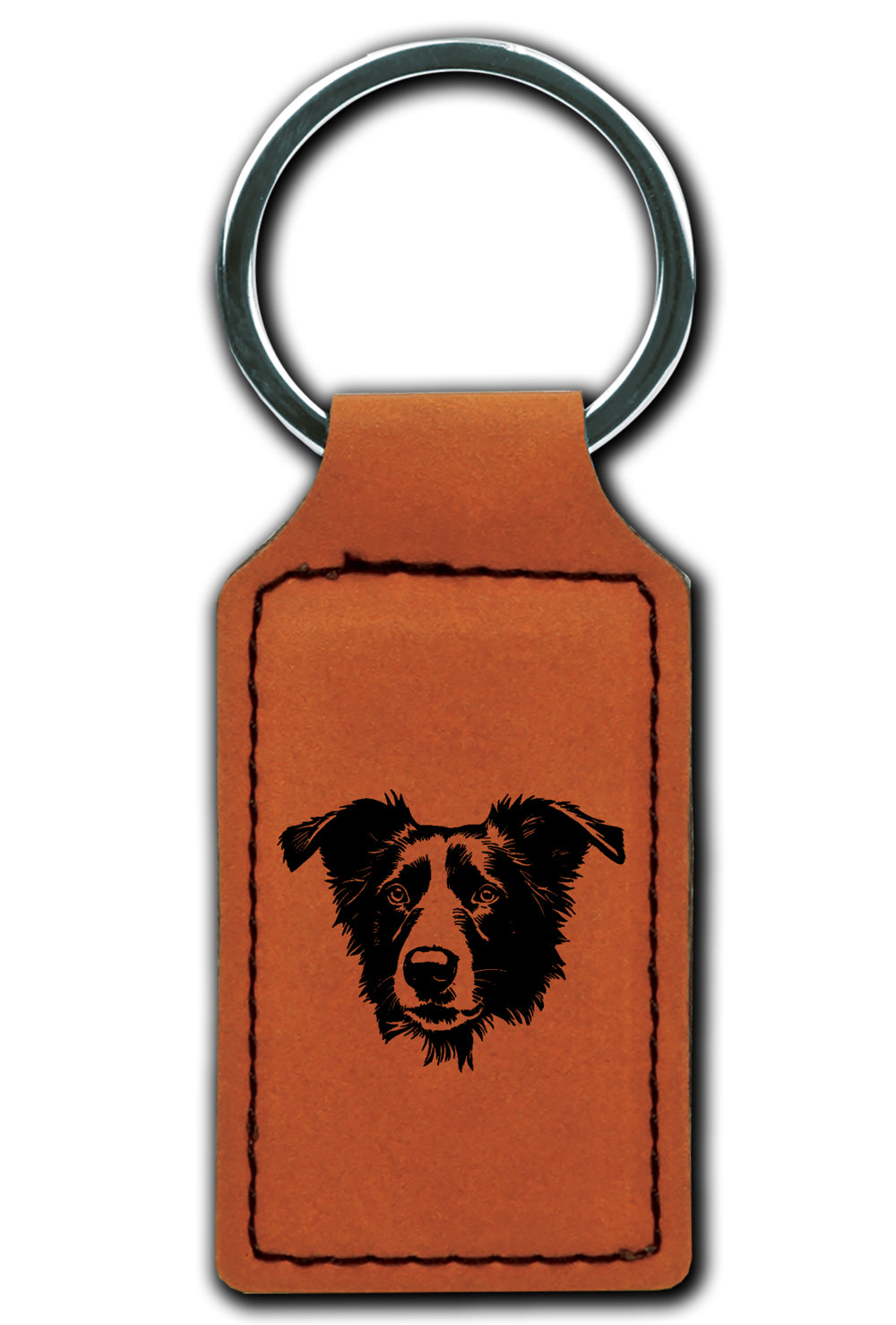 Border Collie Leatherette Key Chain