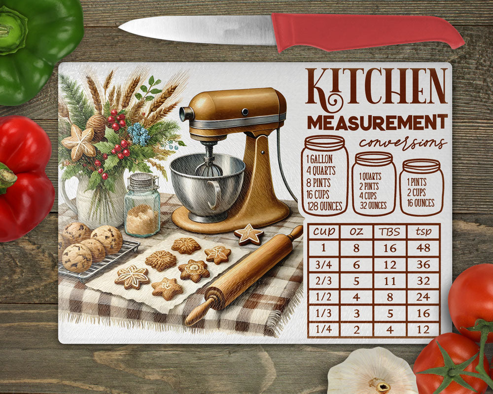 Kitchen Conversion Measurement Chart Cutting Board