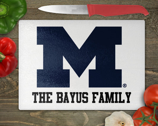 University of Michigan Wolverines Glass Cutting Board