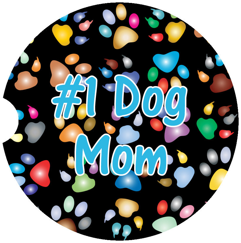 Paw Print #1 Dog Mom Car Coasters