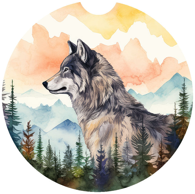 Wolf Car Coasters – Mountain