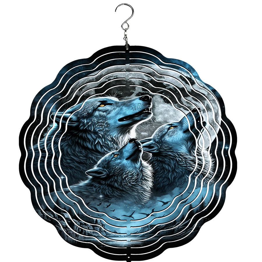 Wolf Trio Night Sky wind spinner
