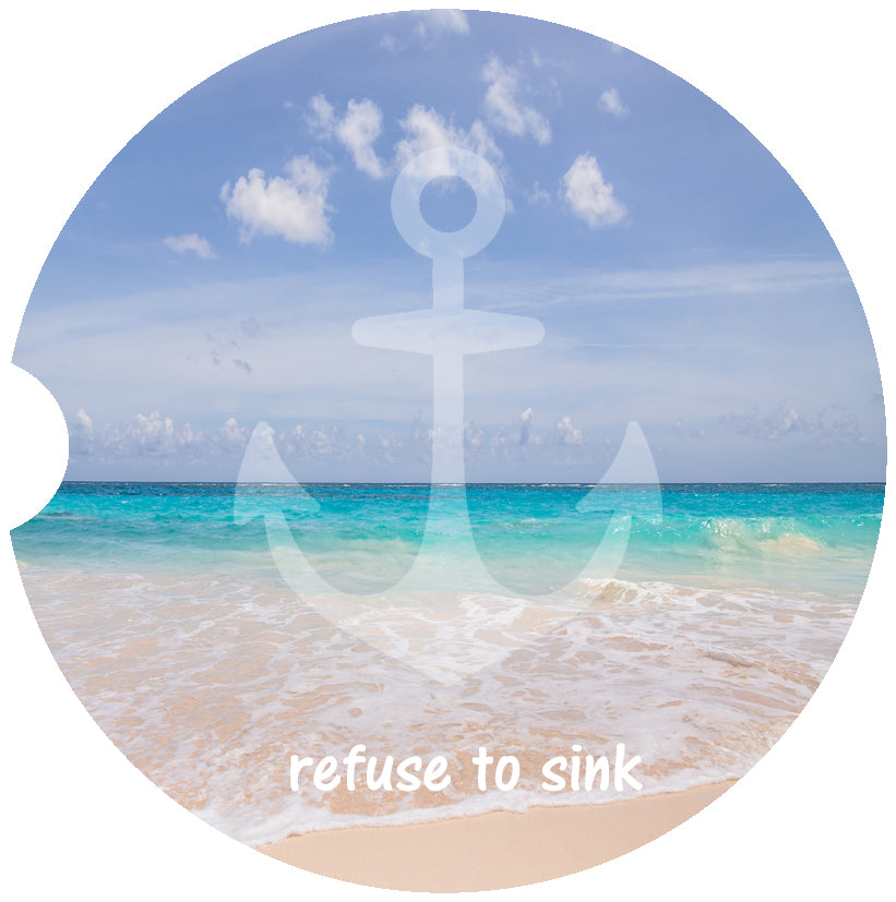 Refuse to Sink Beach Car Coasters