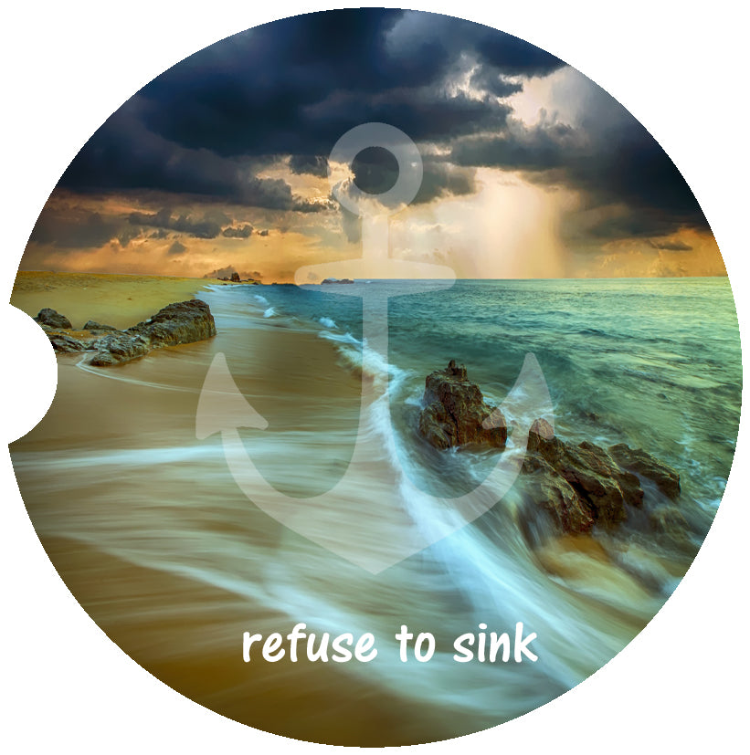 Refuse to Sink Beach Car Coasters