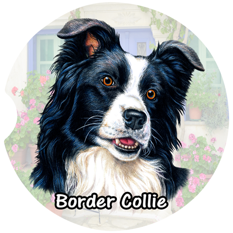 Border Collie Car Coasters β Green
