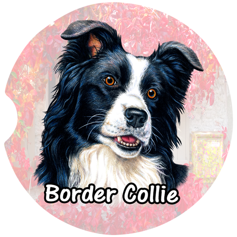 Border Collie Car Coasters – Red