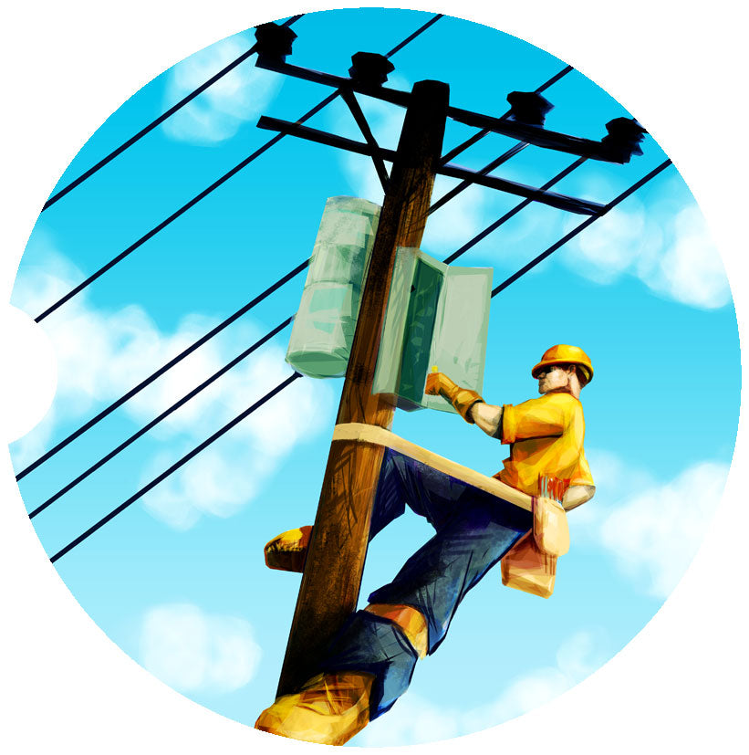 Electrician Lineman Car Coasters