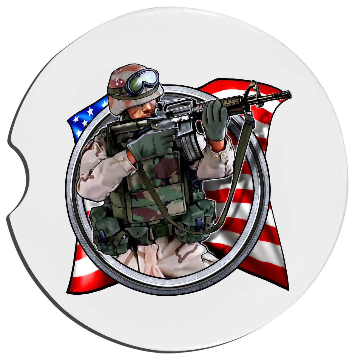 Soldier and US Flag Car Coasters