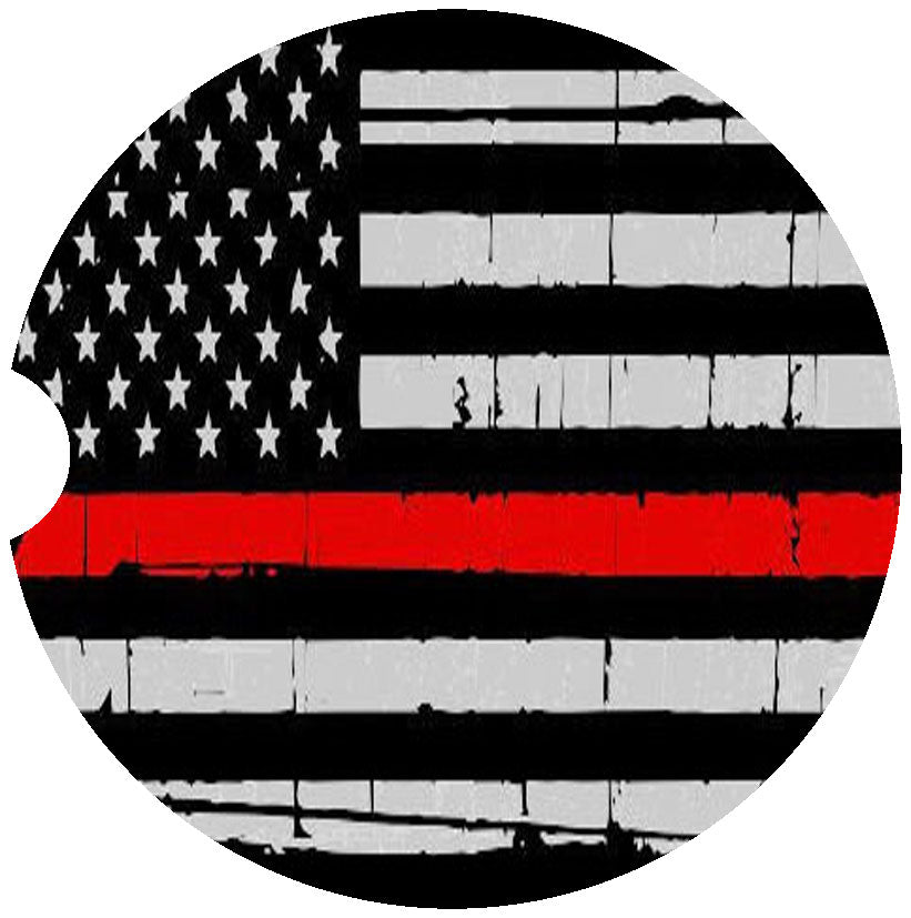 Fireman Red Line Flag Car Coasters