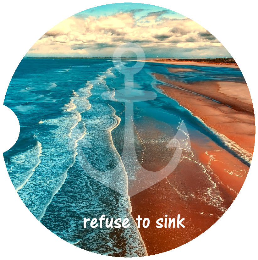Refuse to Sink Beach Car Coasters