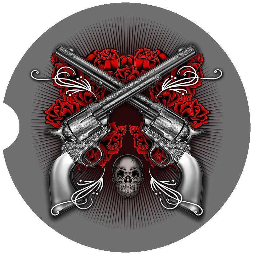 Guns, roses and skull Car Coasters