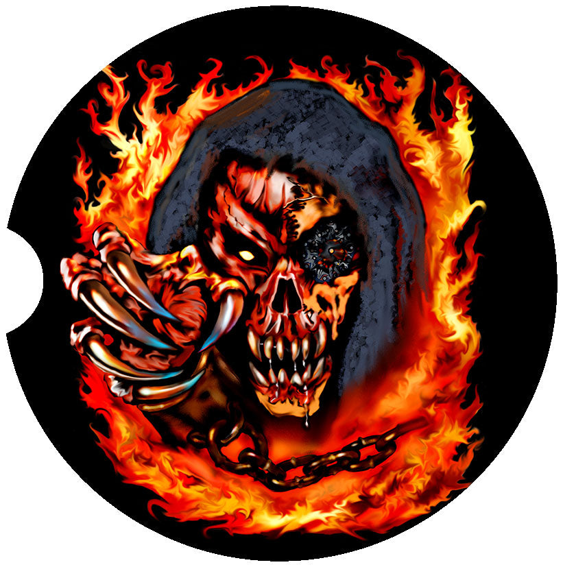 Flaming Skull Car Coasters