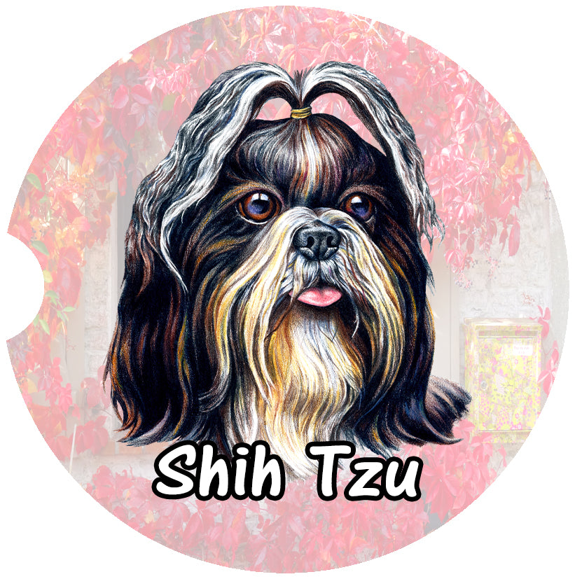 Shih Tzu Car Coasters – Red