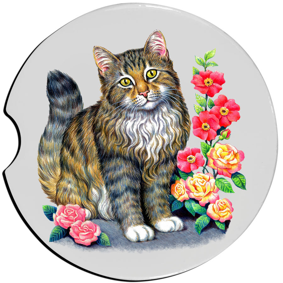 Cat Car Coasters – Floral