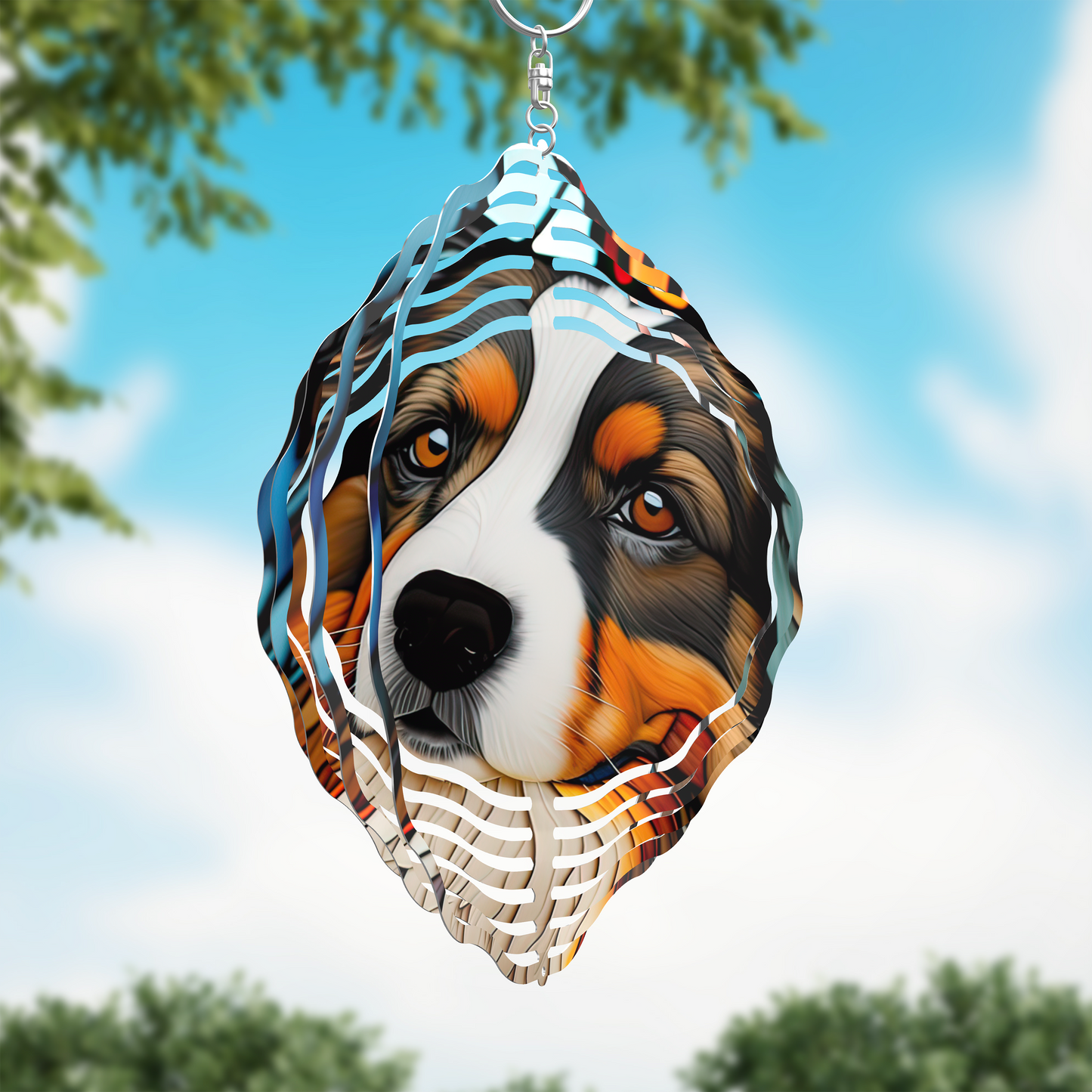 Australian Shepherd Stain Glass Wind Spinner