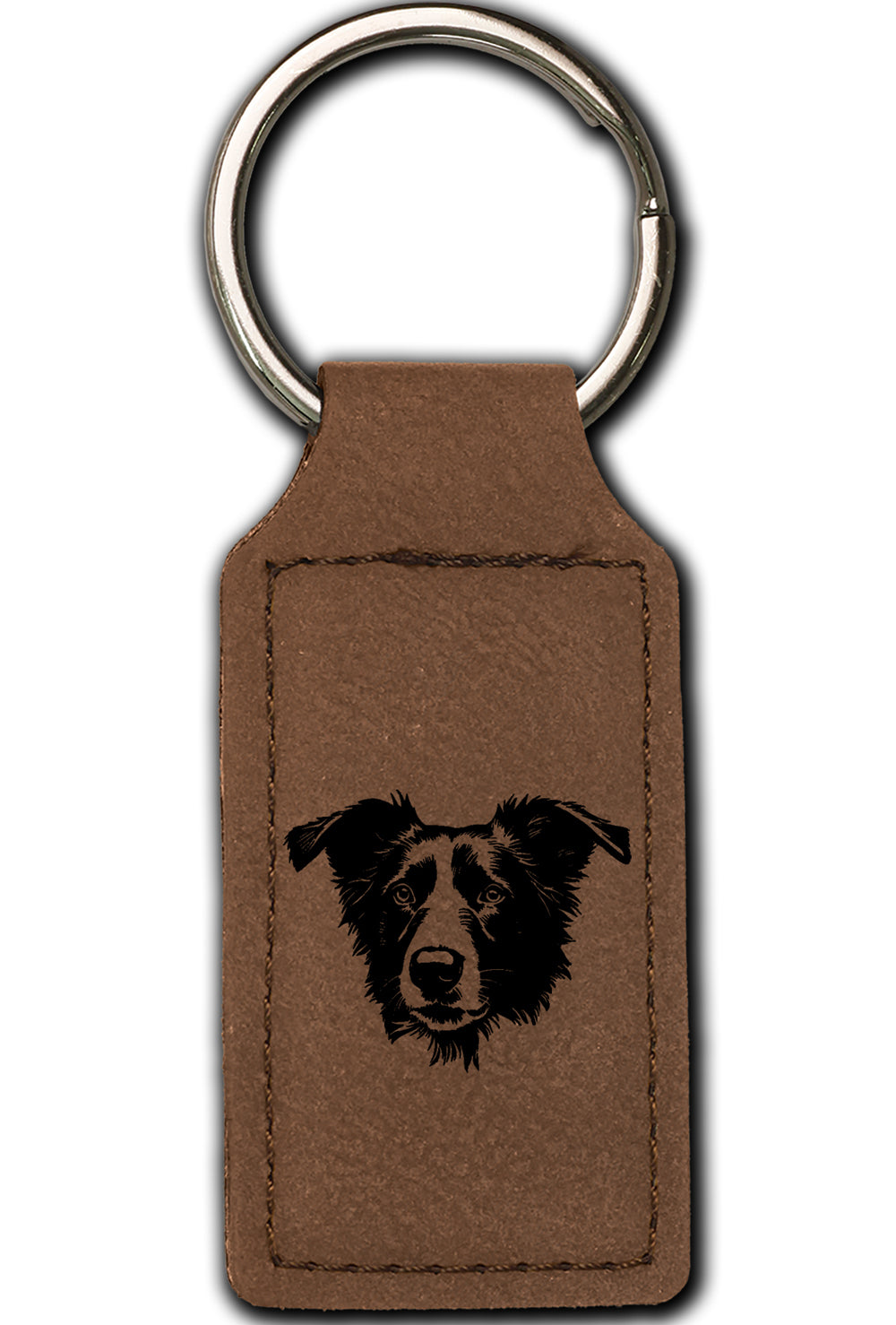 Border Collie Leatherette Key Chain