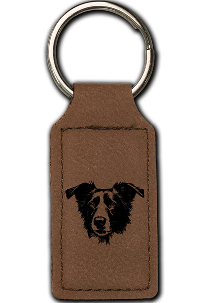 Border Collie Leatherette Key Chain