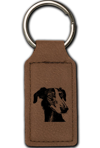 Borzoi Leatherette Key Chain