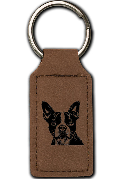 Boston Terrier Leatherette Key Chain