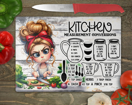 Kitchen Conversion Measurement Chart Cutting Board