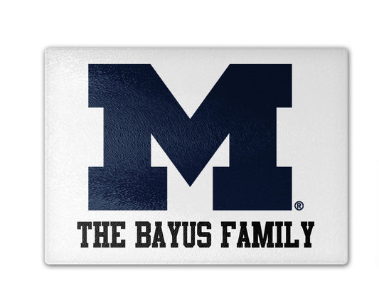 University of Michigan Wolverines Glass Cutting Board
