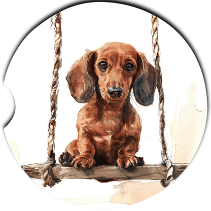 Dachshund Swing single coaster design