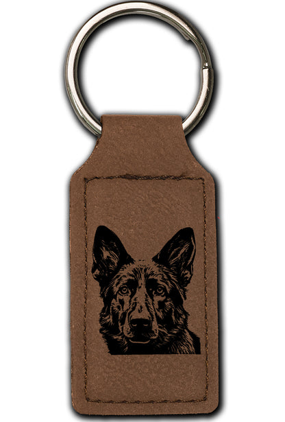 German Shepherd Leatherette Key Chain