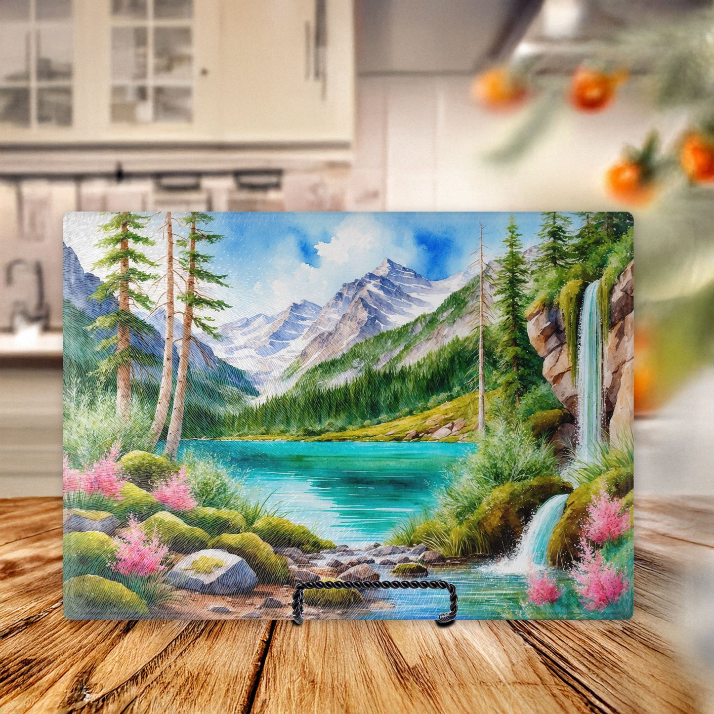 Mountain Lake Waterfall Landscape Cutting Board