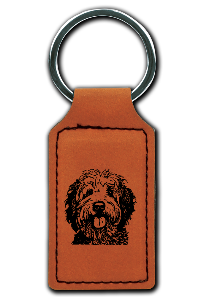 Old English Sheepdog Leatherette Key Chain