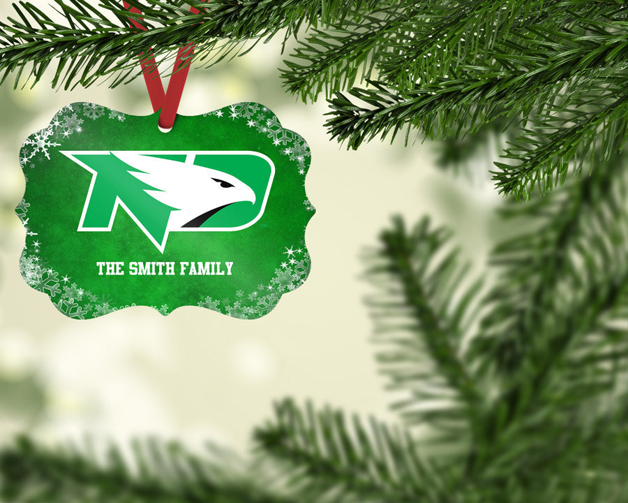 University of North Dakota Christmas Tree Personalized Ornament