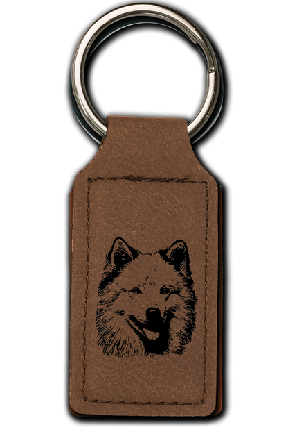 Samoyed Leatherette Key Chain