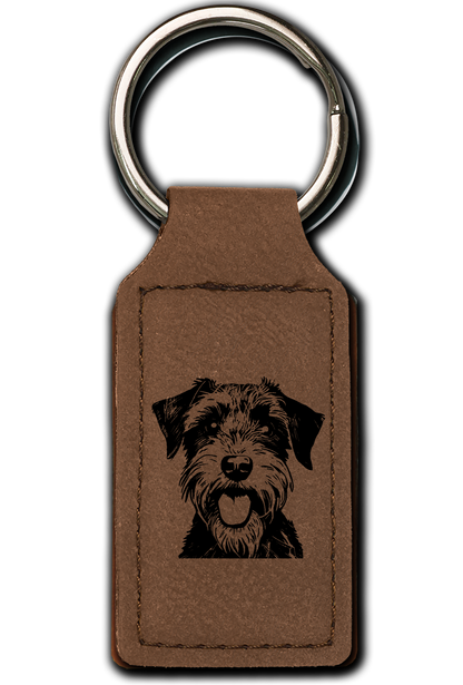 Schnauzer Leatherette Key Chain