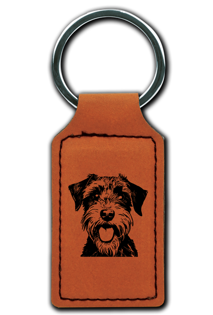 Schnauzer Leatherette Key Chain