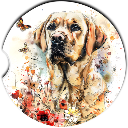 Lab-Yellow Car Coaster