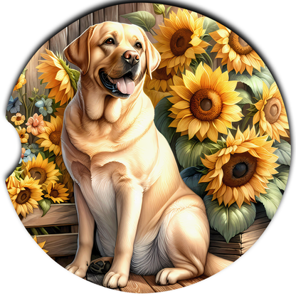 Lab-Yellow Car Coaster