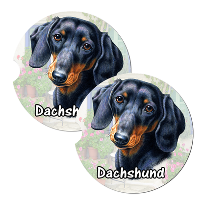 Dachshund Car Coasters – Red