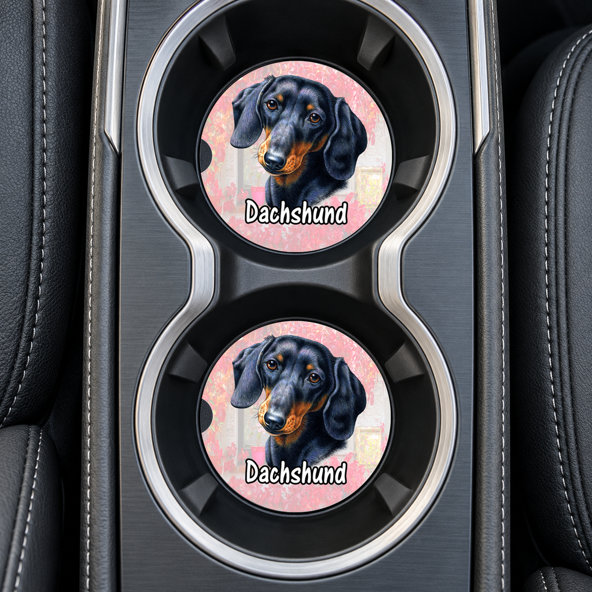 Dachshund Car Coasters – Red