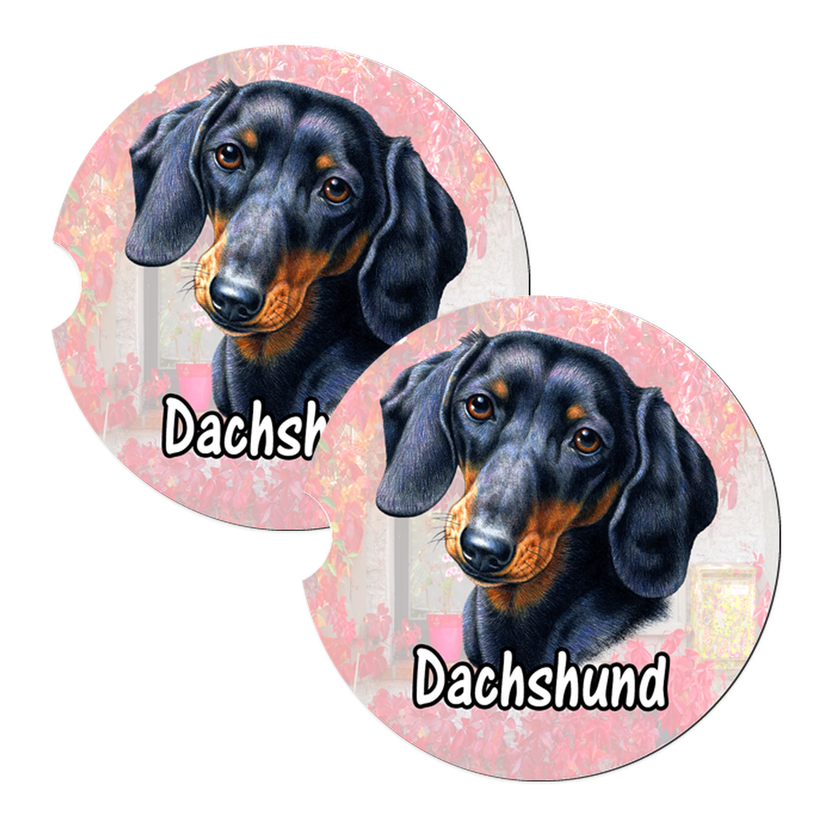 Dachshund Car Coasters – Red