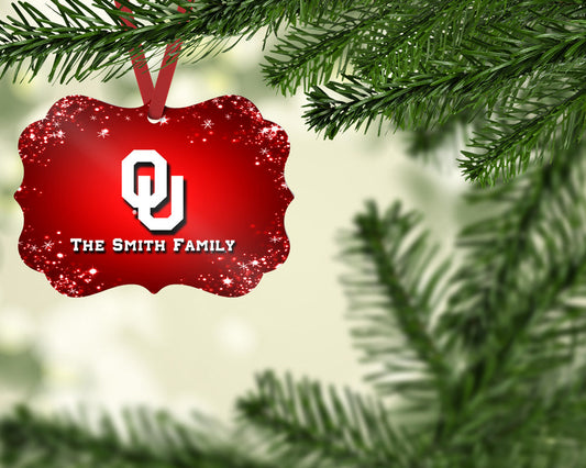 University of Oklahoma Christmas Tree Personalized Ornament