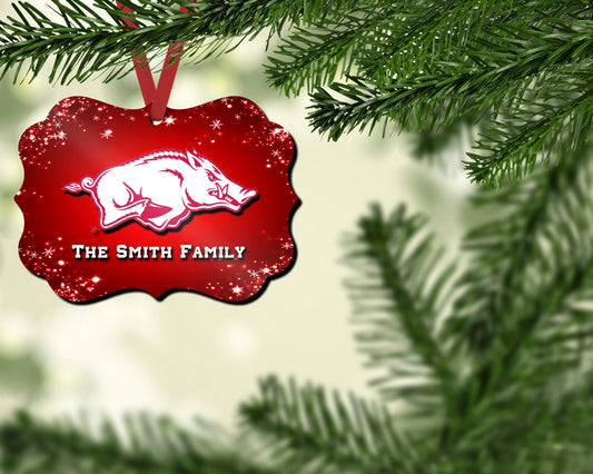 University of Arkansas Christmas Tree Personalized Ornament