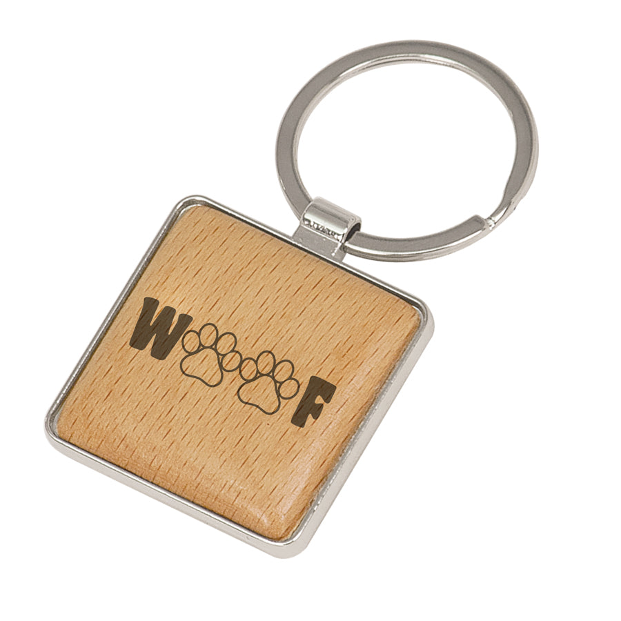 Woof Wooden Key Chain